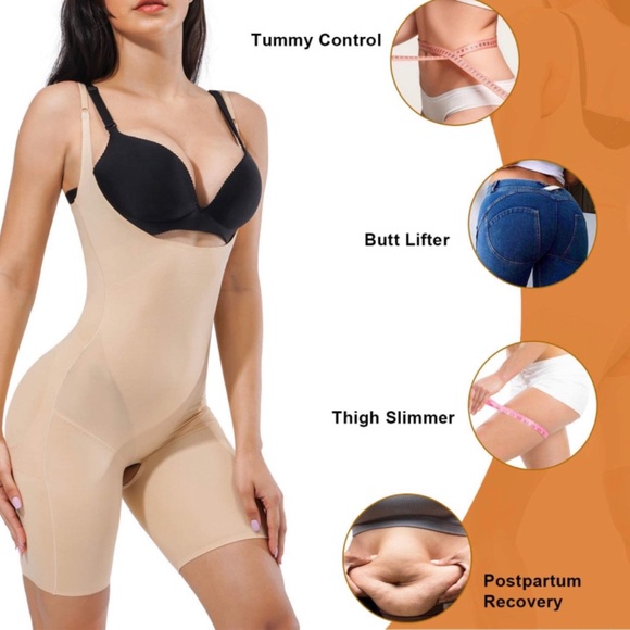 New Waist Trainer Bodysuit Tummy Control Body Shaper Open Bust Shapewear, 3XL - Picture 5 of 14